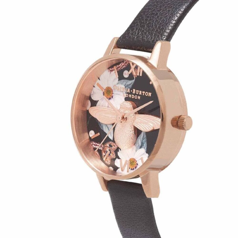 Olivia Burton Black Artificial Leather Women's Watch - Picture 2 of 2